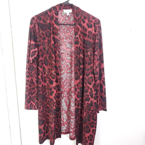 Susan Graver Sweater Womens Small Leopard Exotic Duster Longline Cardigan - Picture 1 of 10